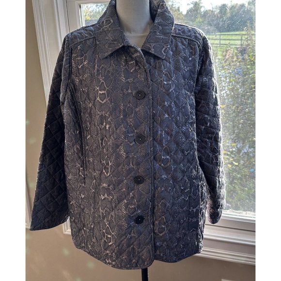 $159 NWT Chico's Quilted Python LS Animal Print Outerwear Jacket, Size 4 20/22 - Picture 2 of 7
